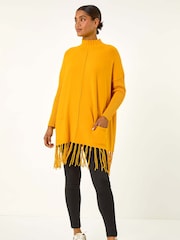Roman Yellow Pocket Fringe Hem Knit Jumper - Image 4 of 5