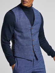 Antique Rogue Blue Check Linen Waistcoat - Image 1 of 4