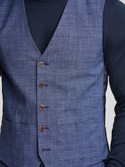 Antique Rogue Blue Check Linen Waistcoat - Image 3 of 4