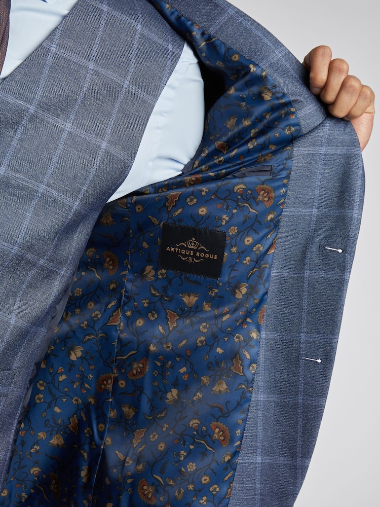 Antique Rogue Blue Windowpane Check Jacket - Image 6 of 6