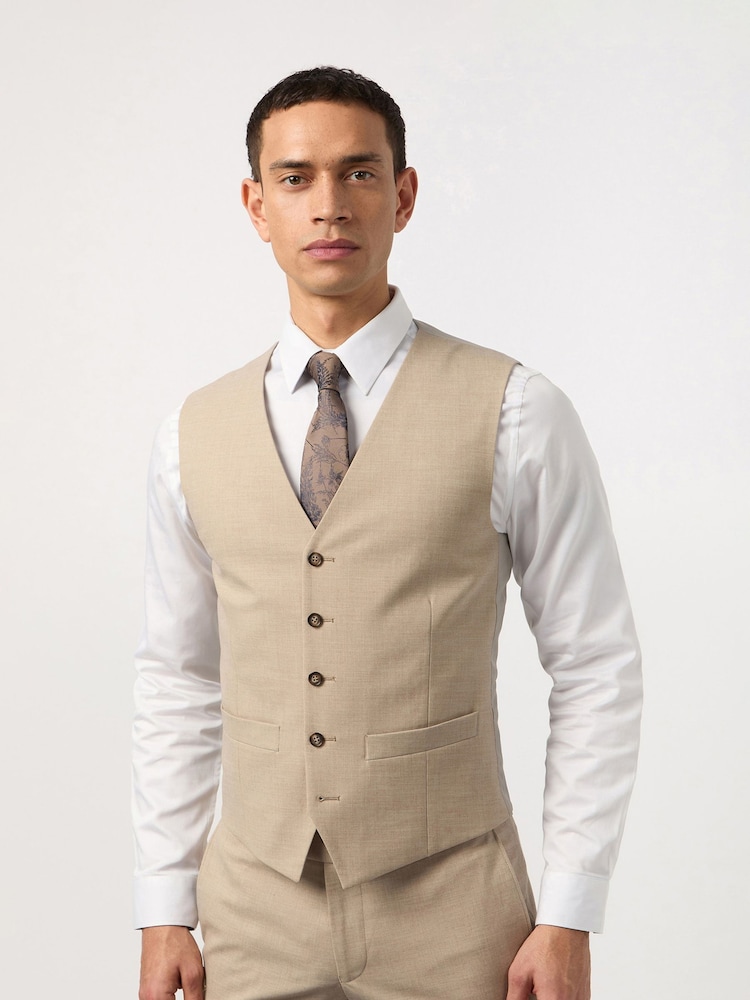 Antique Rogue Gold Plain Slim Waistcoat - Image 1 of 1