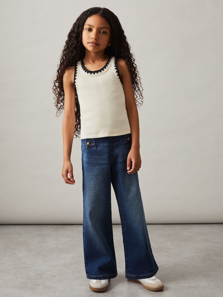 Reiss Ivory Vanessa 13-14 yrs Cotton Crochet-Trim Vest - Image 2 of 4 Reiss Ivory Vanessa 13-14 yrs Cotton Crochet-Trim Vest - Image 2 of 4