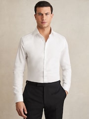 Reiss White Remote Reg Cotton Satin Cutaway Collar Shirt - Image 1 of 6