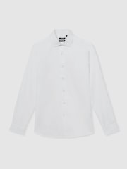 Reiss White Remote Reg Cotton Satin Cutaway Collar Shirt - Image 2 of 6