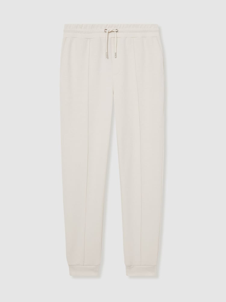Reiss Off White Premier Drawstring Jersey Joggers - Image 2 of 6