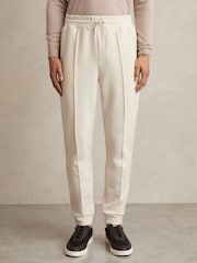 Reiss Off White Premier Drawstring Jersey Joggers - Image 3 of 6