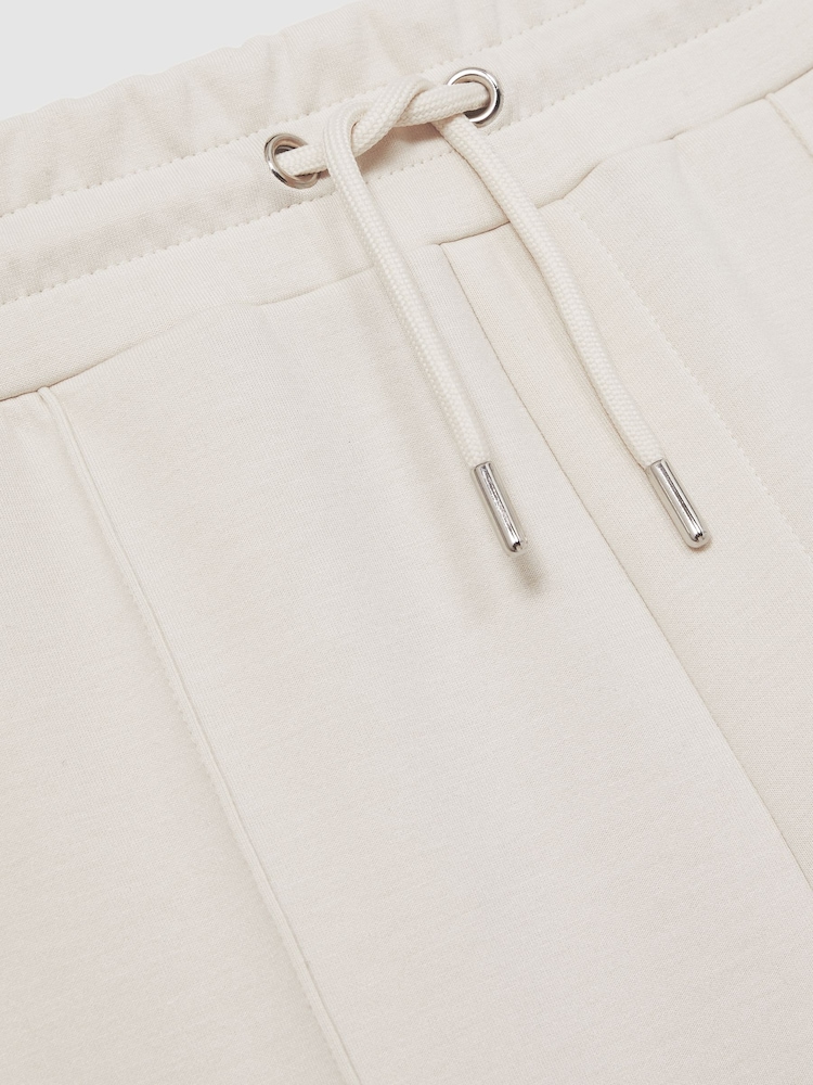 Reiss Off White Premier Drawstring Jersey Joggers - Image 6 of 6