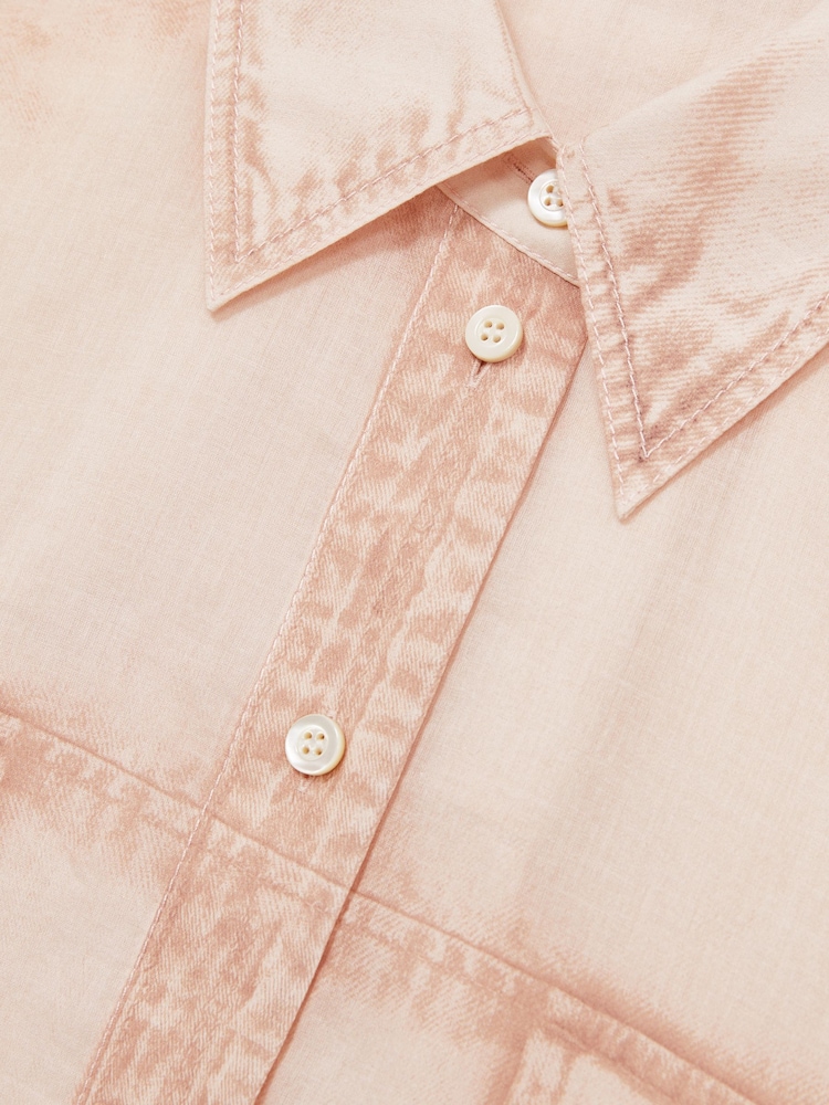Rosa pálido - Reiss Darcy Cotton Denim-Print Cropped Shirt - Imagen 6 de 6