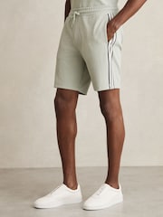 Reiss Sage Green Phoenix Textured Tape Drawstring Shorts - Image 3 of 7