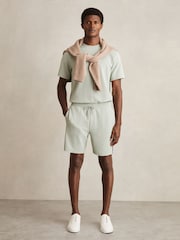 Reiss Sage Green Phoenix Textured Tape Drawstring Shorts - Image 5 of 7