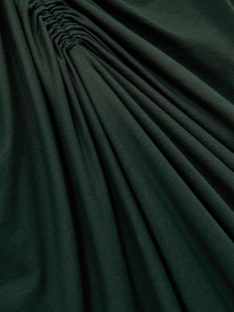 Reiss Green Ginny Ruched Jersey Midi Dress - Image 6 of 6