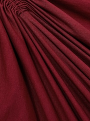 Reiss Burgundy Ginny Ruched Jersey Midi Dress - Image 6 of 6