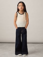 Reiss Ivory Vanessa Cotton Crochet-Trim Vest - Image 1 of 4