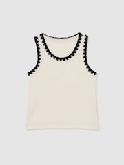 Reiss Ivory Vanessa Cotton Crochet-Trim Vest - Image 2 of 4