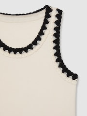 Reiss Ivory Vanessa Cotton Crochet-Trim Vest - Image 4 of 4