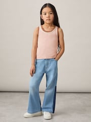 Reiss Pink Vanessa Cotton Crochet-Trim Vest - Image 1 of 4