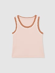Reiss Pink Vanessa Cotton Crochet-Trim Vest - Image 2 of 4