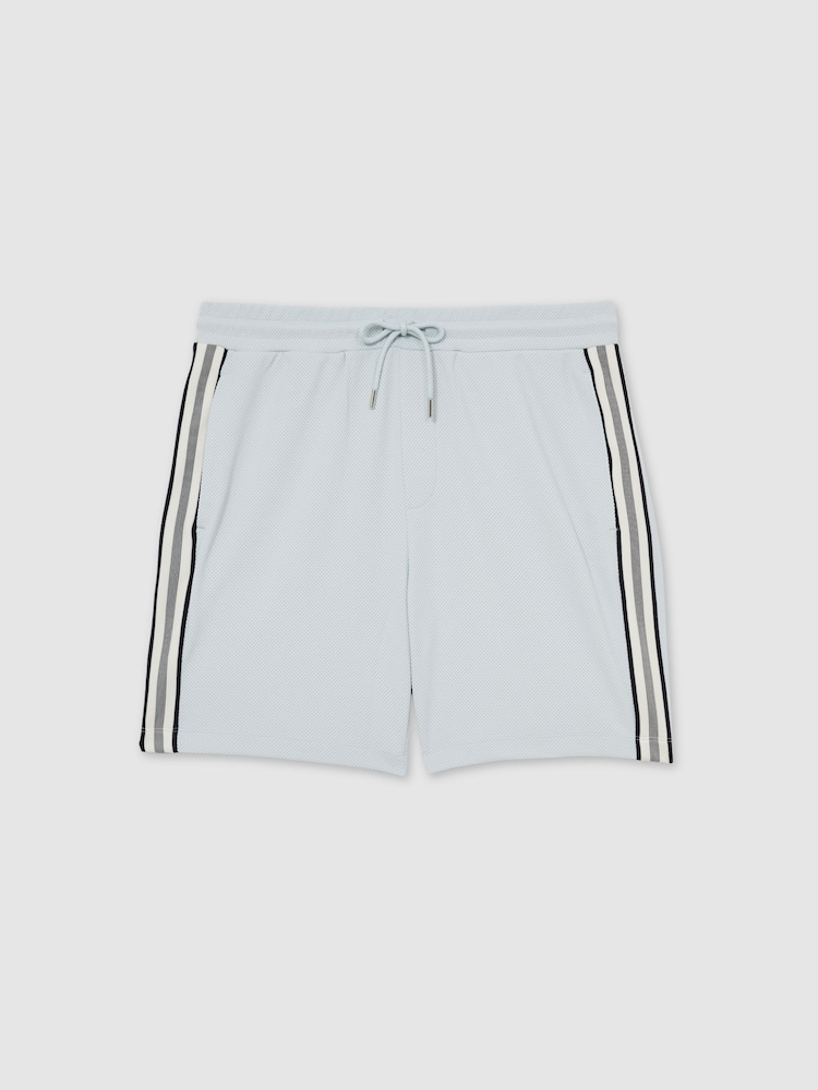 Reiss Ice Blue Phoenix Textured Tape Drawstring Shorts - Image 2 of 6