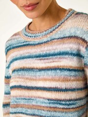 Roman Blue Fluffy Striped Stretch Knit Jumper - Image 5 of 5
