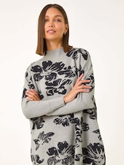 Roman Grey Floral Mono Print Knit Jumper - Image 3 of 5