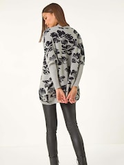 Roman Grey Floral Mono Print Knit Jumper - Image 4 of 5