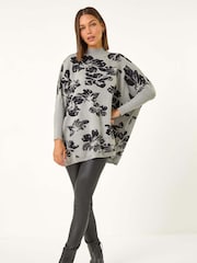 Roman Grey Floral Mono Print Knit Jumper - Image 5 of 5