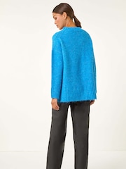 Roman Blue Boucle Diamond Stitch Jumper - Image 3 of 5