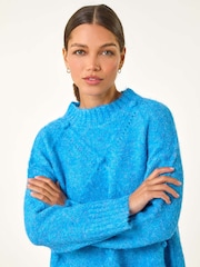 Roman Blue Boucle Diamond Stitch Jumper - Image 4 of 5