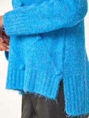 Roman Blue Boucle Diamond Stitch Jumper - Image 5 of 5