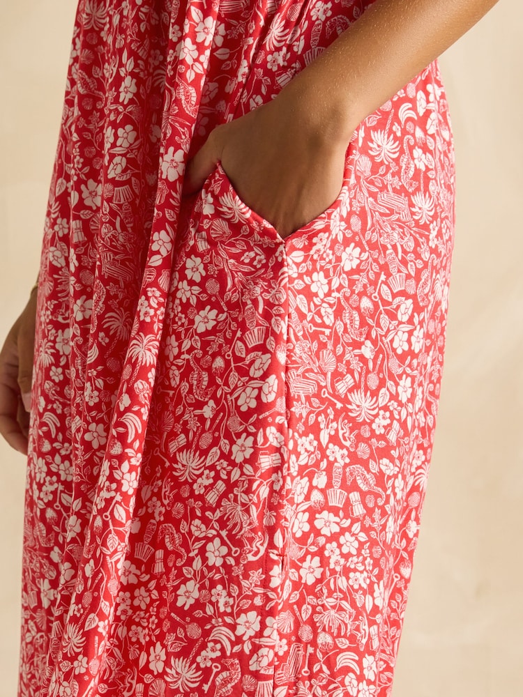 Joules Nia Red V-Neck Dress - Image 5 of 6