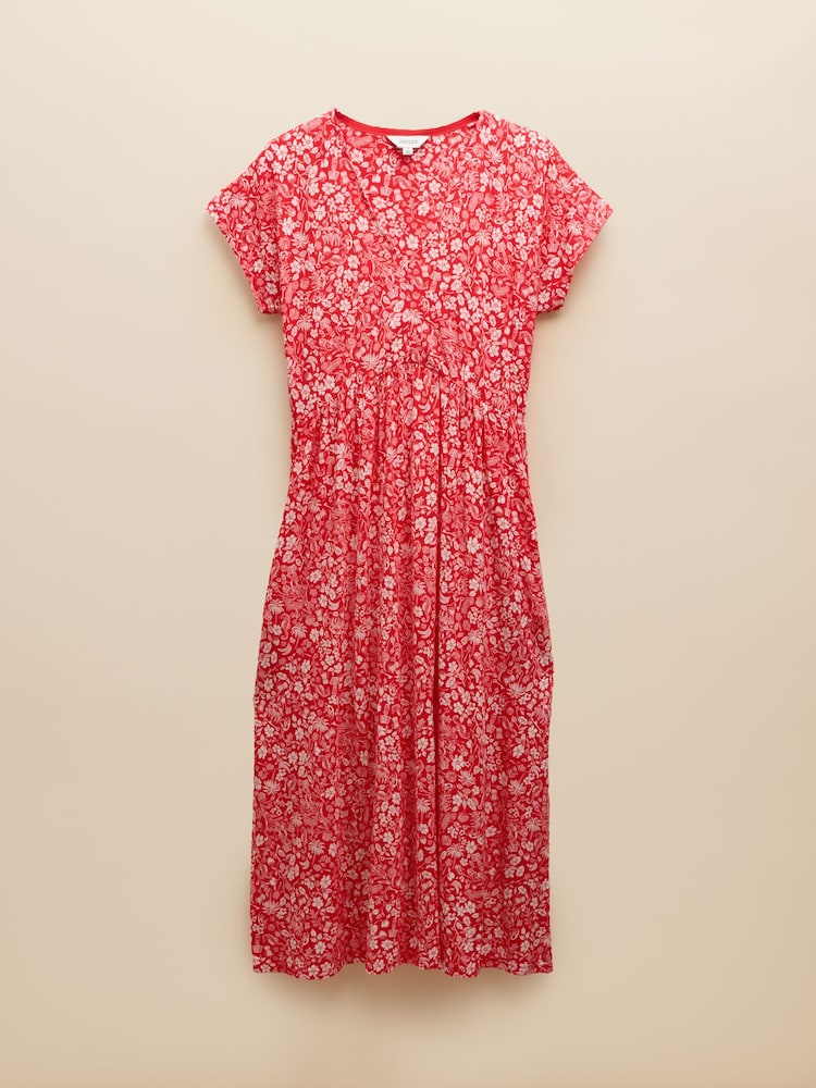 Joules Nia Red V-Neck Dress - Image 6 of 6