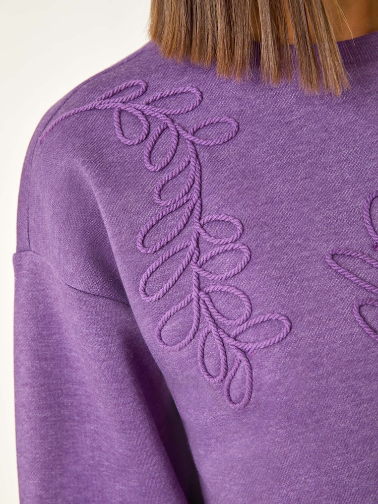 Lila - Roman – Sweatshirt mit Blumenstickerei - Bild 5 von 5 Lila - Roman – Sweatshirt mit Blumenstickerei - Bild 5 von 5
