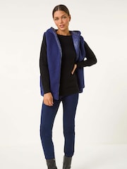 Roman Blue Reversible Hooded Knit Gilet - Image 3 of 6