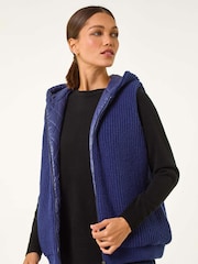 Roman Blue Reversible Hooded Knit Gilet - Image 5 of 6