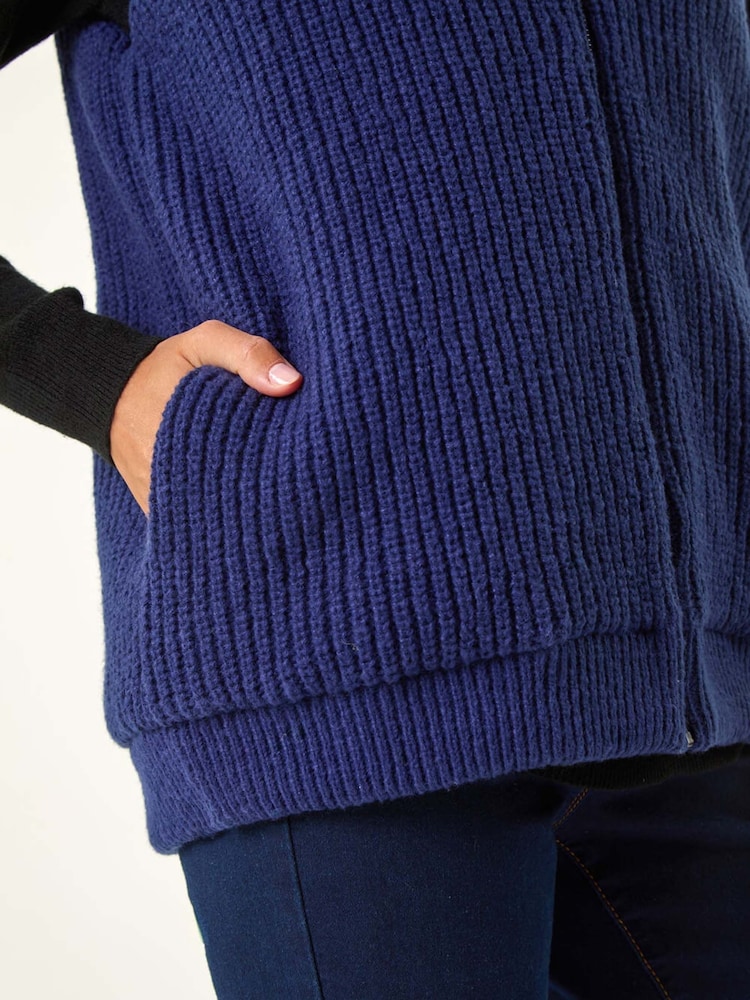 Roman Blue Reversible Hooded Knit Gilet - Image 6 of 6