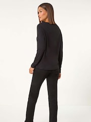 Roman Metallic Foil Star Print Long Sleeves Top - Image 3 of 5