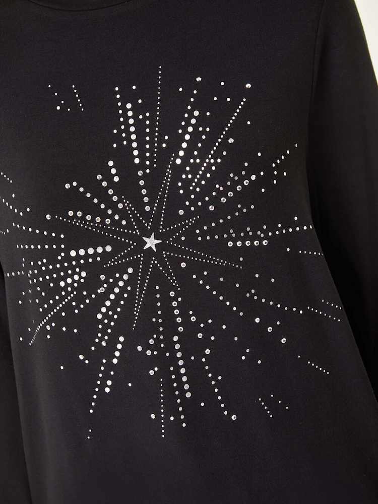 Roman Metallic Foil Star Print Long Sleeves Top - Image 5 of 5