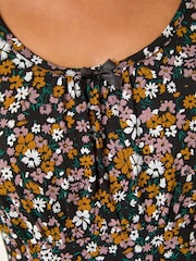 Roman Yellow Floral Print Bow Detail Stretch Dress - Image 5 of 5