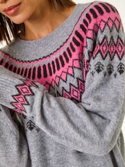 Roman Pink Soft Knit Fairisle Pattern Jumper Dress - Image 5 of 5