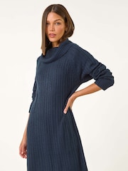Roman Blue Roll Neck Knitted Jumper Dress - Image 2 of 5