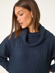 Roman Blue Roll Neck Knitted Jumper Dress - Image 4 of 5