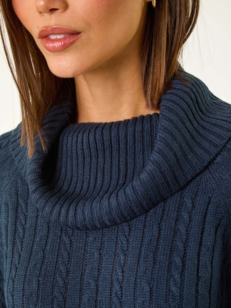 Roman Blue Roll Neck Knitted Jumper Dress - Image 5 of 5