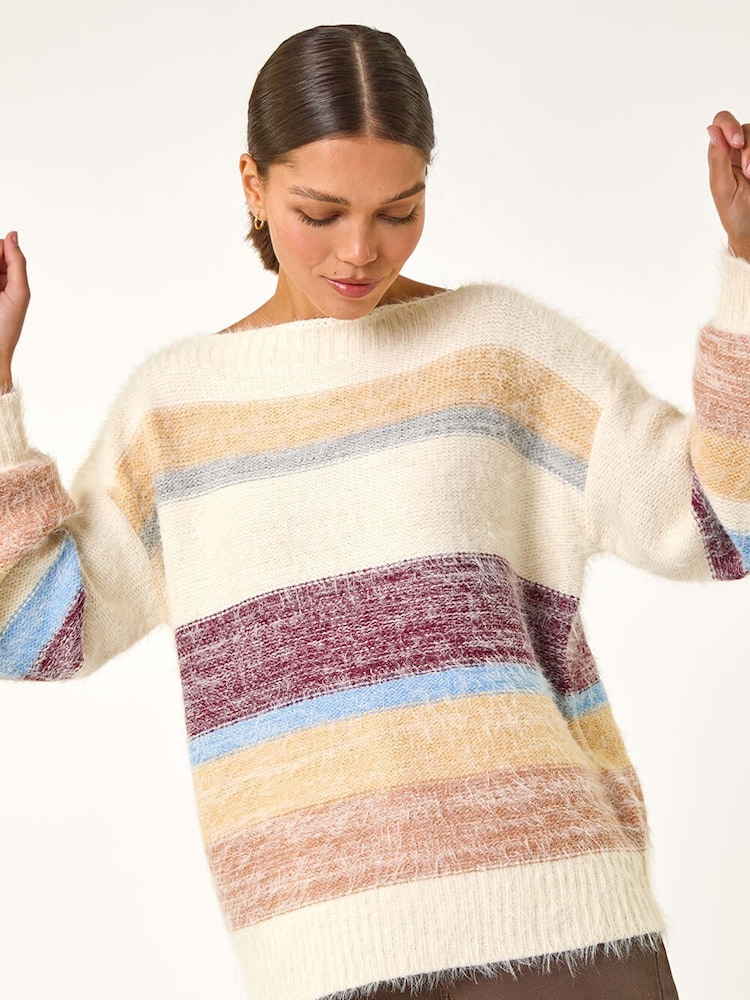Natural - Roman Stripe Soft Knit Jumper - Imagen 5 de 5 Natural - Roman Stripe Soft Knit Jumper - Imagen 5 de 5