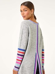 Roman Grey Contrast Stripe Detail Knit Jumper - Image 2 of 5