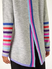 Roman Grey Contrast Stripe Detail Knit Jumper - Image 5 of 5