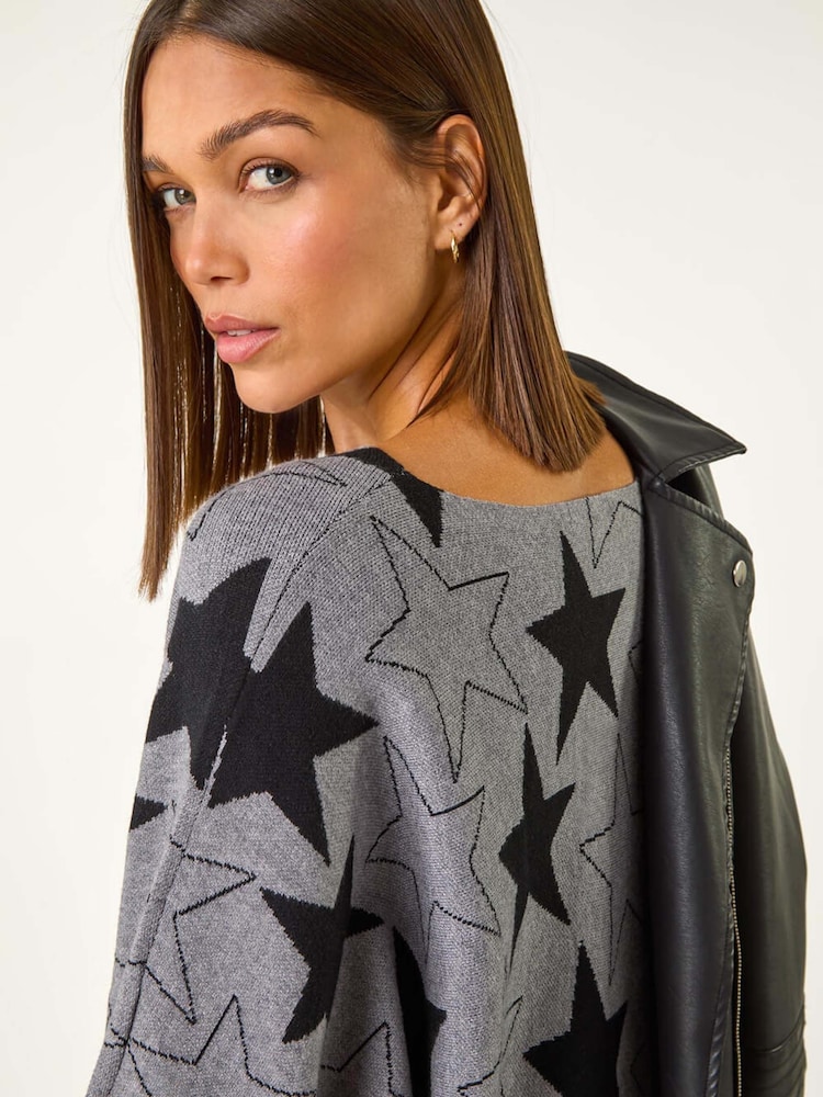 Roman Grey Star Print Long Sleeve Knit Jumper - Image 1 of 5