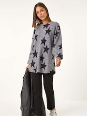 Roman Grey Star Print Long Sleeve Knit Jumper - Image 5 of 5