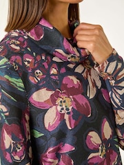 Roman Purple Floral Printed Roll Neck Top - Image 5 of 5