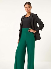 Roman Green Wide Leg Stretch Trousers - Image 3 of 6