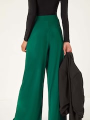 Roman Green Wide Leg Stretch Trousers - Image 4 of 6